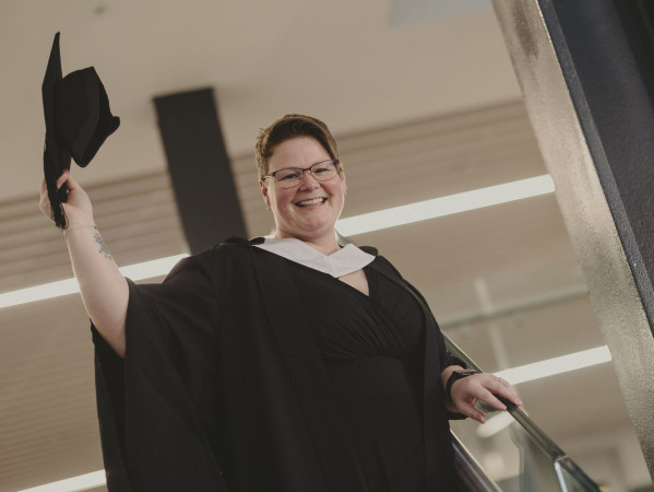 Diane Conolly Philip celebrating with her graduation hat at the Winter Graduations 2024 at the P& J Live Diane Conolly Philip celebrating with her graduation hat at the Winter Graduations 2024 at the P& J Live