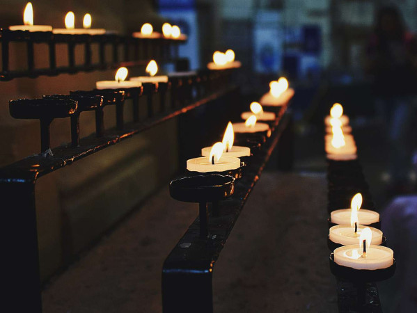 candles in a church candles in a church